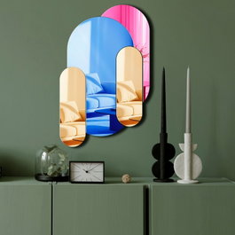 Wallity Ozgl512 Espejo Decorativo 34 x 53 cm, Elegante para Hogar, Sofisticado